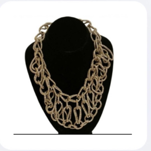 Chico's Jewelry - Chico’s Maileena Silver Tone Mesh Chain bib statement necklace